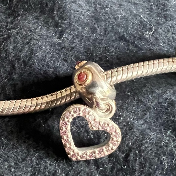 RARE Pandora Sterling Silver & 14K Gold Be My Valentine Dangle - Picture 2 of 5